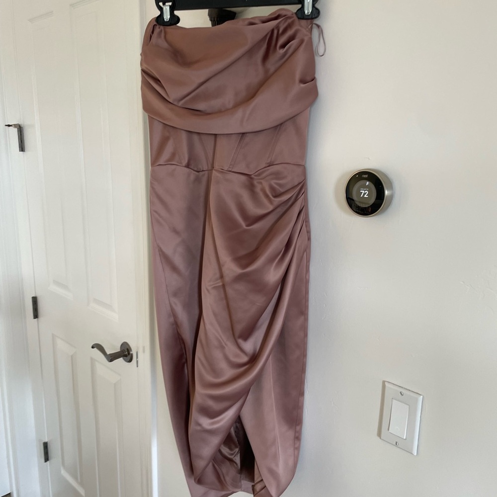Bardot Jamila Strapless Satin Corset Dress